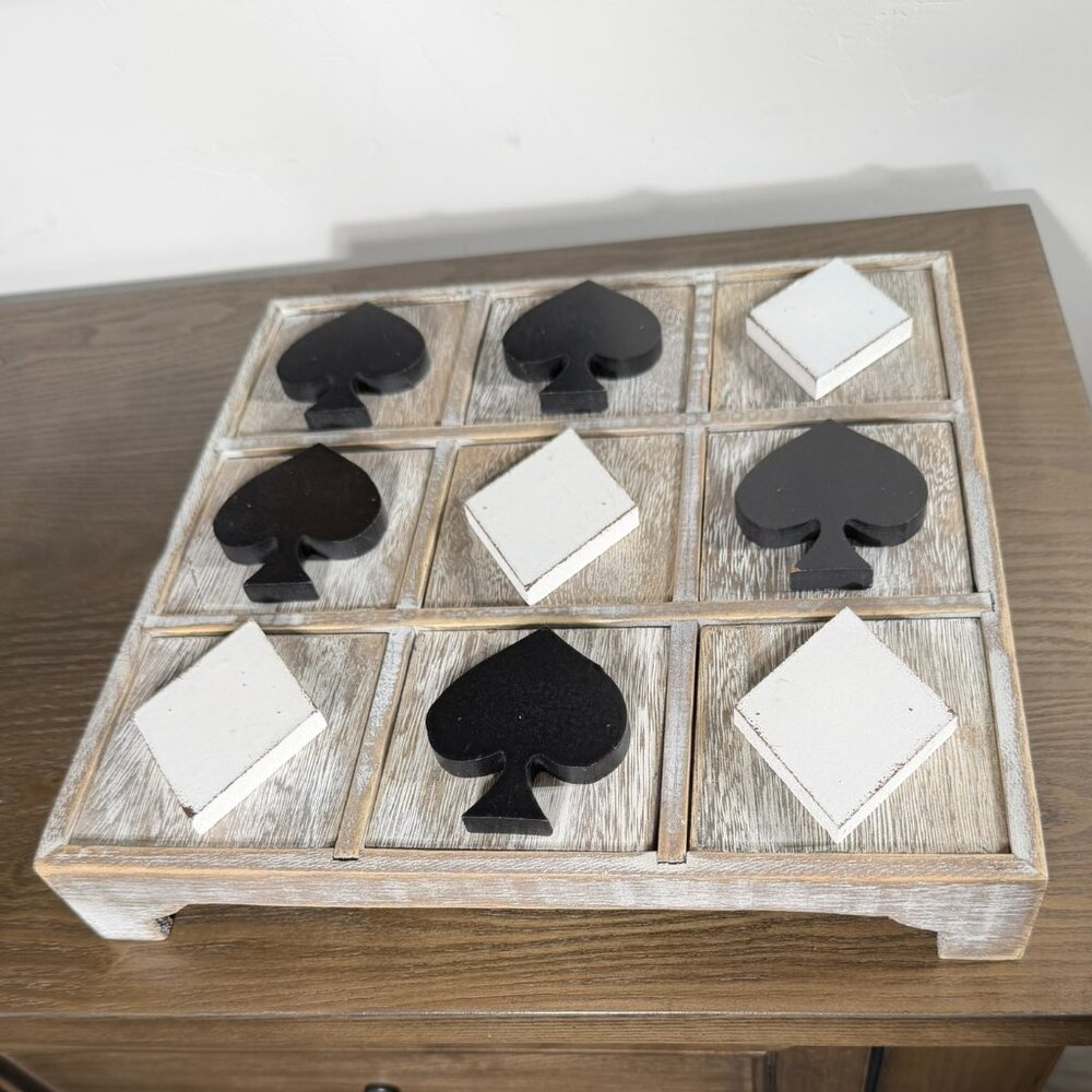 Aces & Diamonds Tic Tac Toe Board – 12” Square Game Room Decor